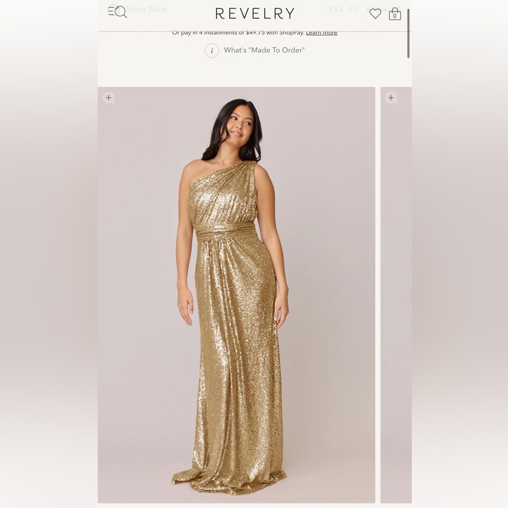 Revelry Starla Sequin Dress Gold One Shoulder Dress Size 6